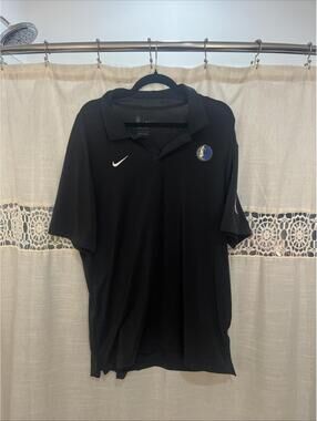 Nike Dallas Mavericks Dri Fit Polo Shirt Men’s Larg Black Polyester